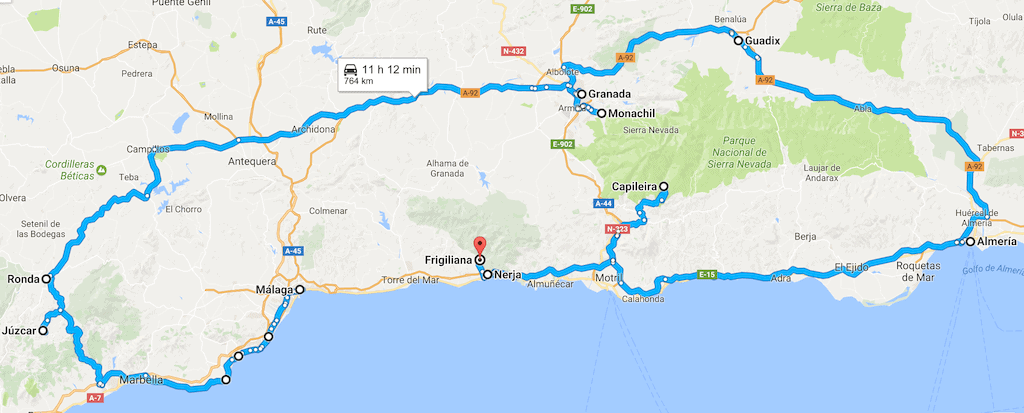 itinerario on the road andalusia 7 giorni tappe